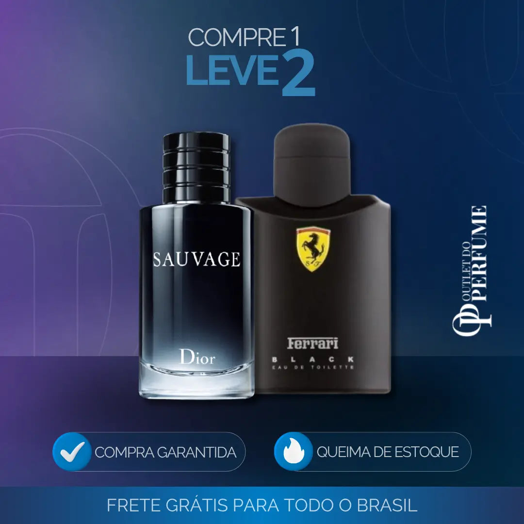 Combo 2 Perfumes Masculinos Importados (100ml) - Dior Sauvage, Ferrari Black [QUEIMA DE ESTOQUE]